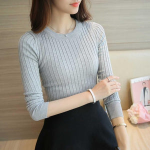 Winter Warm Knitted T Shirt Women Autumn Winter Warm Long Sleeve