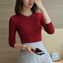 Load image into Gallery viewer, Winter Warm Knitted T Shirt Women Autumn Winter Warm Long Sleeve