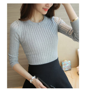 Winter Warm Knitted T Shirt Women Autumn Winter Warm Long Sleeve