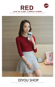 Winter Warm Knitted T Shirt Women Autumn Winter Warm Long Sleeve