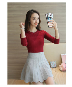 Winter Warm Knitted T Shirt Women Autumn Winter Warm Long Sleeve