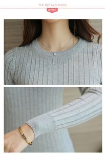 Winter Warm Knitted T Shirt Women Autumn Winter Warm Long Sleeve