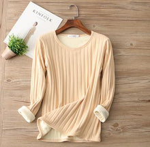 Load image into Gallery viewer, Autumn Winter Women Long Sleeve T Shirt Tees Warm Thick Velvet T-Shirts Female Underwear Bottoming Shirt Tops Plus