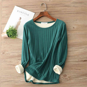 Autumn Winter Women Long Sleeve T Shirt Tees Warm Thick Velvet T-Shirts Female Underwear Bottoming Shirt Tops Plus