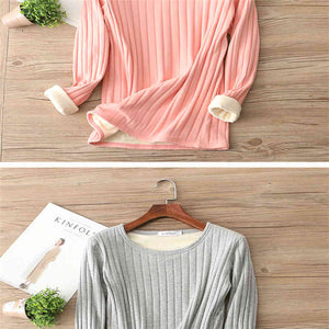 Autumn Winter Women Long Sleeve T Shirt Tees Warm Thick Velvet T-Shirts Female Underwear Bottoming Shirt Tops Plus