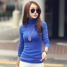 Load image into Gallery viewer, 2019 Autumn Winter Female T-shirt Fashion Shirt Solid Women Long Sleeve Turtleneck Bright Wire Basic Casual Top Tees Elasticity