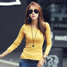 Load image into Gallery viewer, 2019 Autumn Winter Female T-shirt Fashion Shirt Solid Women Long Sleeve Turtleneck Bright Wire Basic Casual Top Tees Elasticity