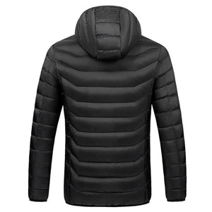 Soft Winter Thermal Daily Hooded Warm Zipper Electric Heating Thick Women Coat Pocket Solid USB Rechargeable Casual