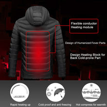 Load image into Gallery viewer, Soft Winter Thermal Daily Hooded Warm Zipper Electric Heating Thick Women Coat Pocket Solid USB Rechargeable Casual