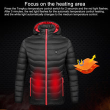 Load image into Gallery viewer, Soft Winter Thermal Daily Hooded Warm Zipper Electric Heating Thick Women Coat Pocket Solid USB Rechargeable Casual