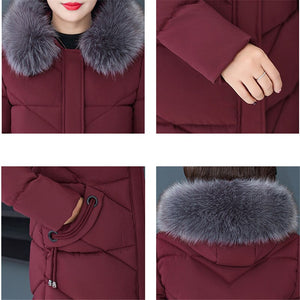 Mom winter parka coat women gray black wine red hooded warmth clothing