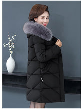 Load image into Gallery viewer, Mom winter parka coat women gray black wine red hooded warmth clothing