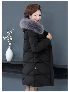 Mom winter parka coat women gray black wine red hooded warmth clothing