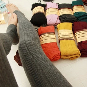 Hot Sale Warm Leggings Women's Winter Warm Skinny Slim Leggings Stretch Knitted Thick Stirrup Pants