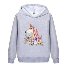 Load image into Gallery viewer, Flower Unicorn Clothes Girl&#39;s Spring Hoodie Thin Cotton Casual Pullover Kids Zebra Print Sweatshirt Girl Fashion Print Coat