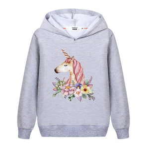 Flower Unicorn Clothes Girl's Spring Hoodie Thin Cotton Casual Pullover Kids Zebra Print Sweatshirt Girl Fashion Print Coat