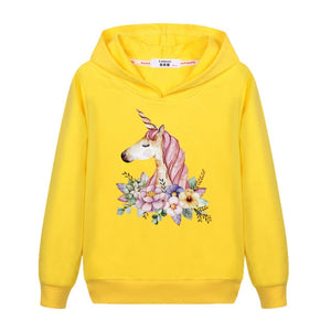 Flower Unicorn Clothes Girl's Spring Hoodie Thin Cotton Casual Pullover Kids Zebra Print Sweatshirt Girl Fashion Print Coat