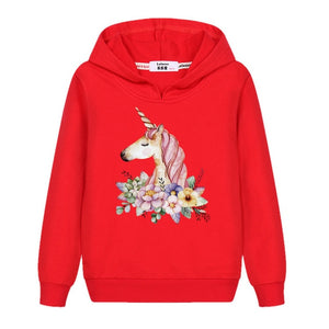 Flower Unicorn Clothes Girl's Spring Hoodie Thin Cotton Casual Pullover Kids Zebra Print Sweatshirt Girl Fashion Print Coat