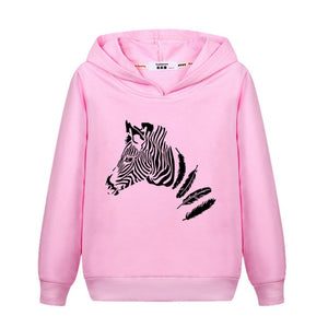 Flower Unicorn Clothes Girl's Spring Hoodie Thin Cotton Casual Pullover Kids Zebra Print Sweatshirt Girl Fashion Print Coat