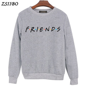 FRIENDS Letter Print Harajuku winter women t shirt Knitted Long Sleeve o neck Sweater Pullover Tops Shirt pullovers