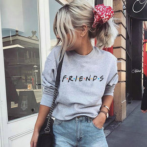 FRIENDS Letter Print Harajuku winter women t shirt Knitted Long Sleeve o neck Sweater Pullover Tops Shirt pullovers